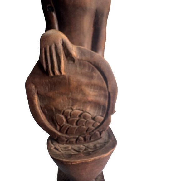 Vintage Hand-Carved Haitian Tribal Figurine Signed Simeon 16" Tall Solid Wood Sc - Picture 6 of 7